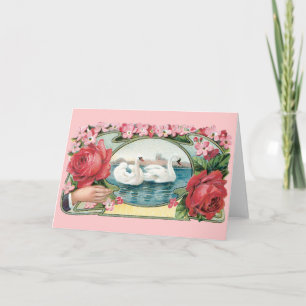 Carte d'art vierge Rose et Swan
