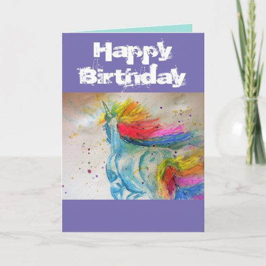 Carte d'art Whimsical Rainbow Unicorn Watercolor (Devant)