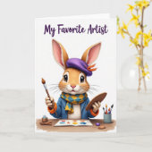 Carte d'Artiste Créatif Lapin (Fleur jaune)