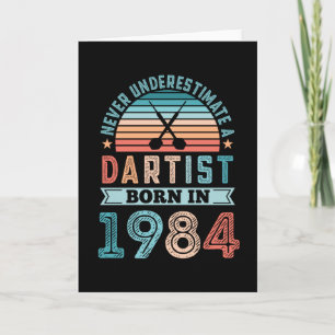 Carte Dartiste né 1984 fléchettes 40e anniversaire Retro