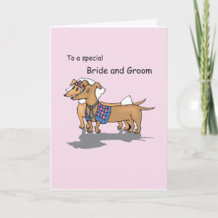 Carte Daschund Dogs Mariage Félicitations Pink