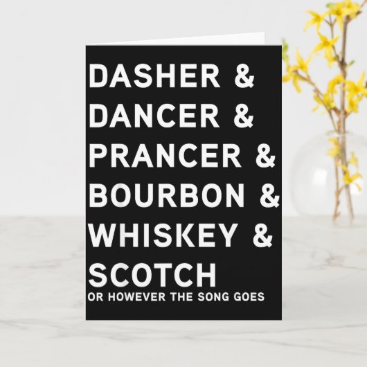 Carte Dasher Dancer Prancer And Bourbon Whiskey Funny Ch (Fleur jaune)