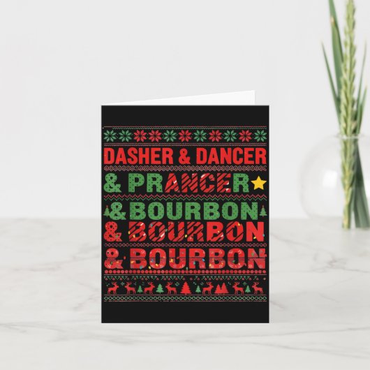 Carte Dasher Dancer Prancer et Bourbon Whiskey Funny Ch (Devant)