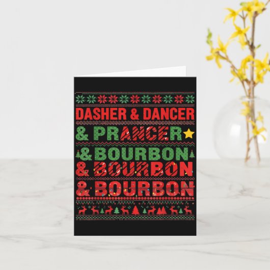 Carte Dasher Dancer Prancer et Bourbon Whiskey Funny Ch (Fleur jaune)