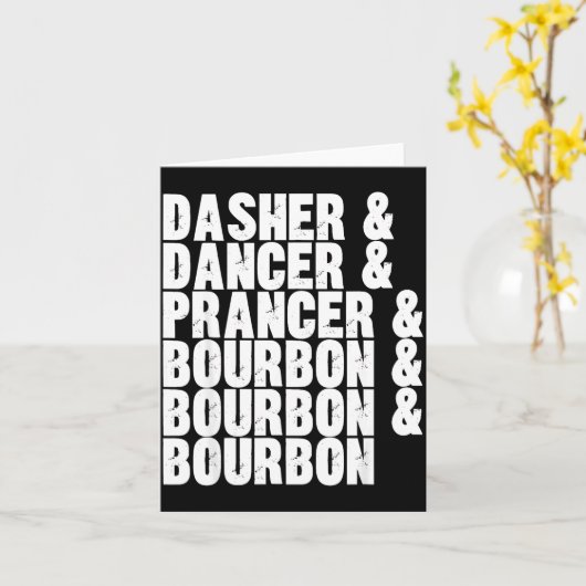 Carte Dasher Dancer Prancer et Bourbon Whiskey Funny Ch (Fleur jaune)