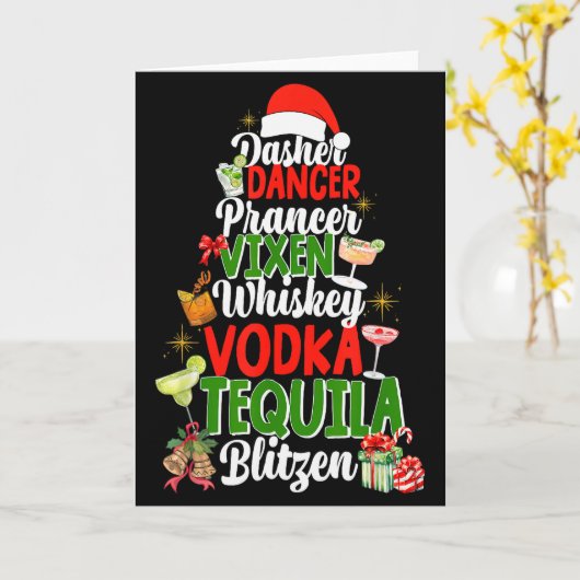 Carte Dasher Dancer Prancer Vixen Moscato Vodka Tequila  (Fleur jaune)