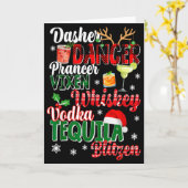 Carte Dasher Dancer Prancer Vixen Moscato Vodka Tequila  (Fleur jaune)