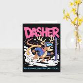 Carte Dasher Reindeer Christmas Speeding Fun (Fleur jaune)