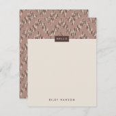 Carte Dashing Boho Ikat Zig Zag Papeterie - Brown (Devant / Derrière)