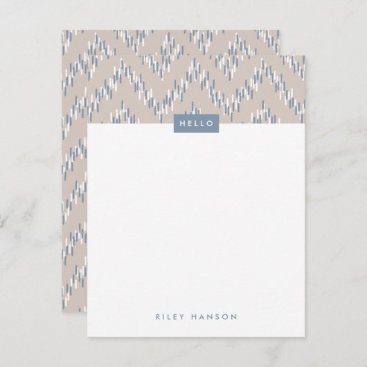Carte Dashing Boho Ikat Zig Zag Papeterie - Taupe (Devant / Derrière)