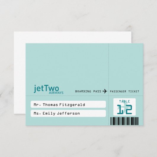 Carte d'assise Tentative pour billets d'avion (Devant / Derrière)