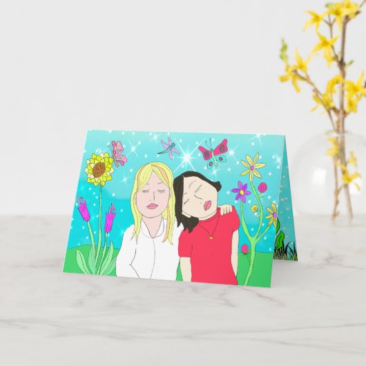 Carte d'assistance Amis ou Soeurs (Fleur jaune)