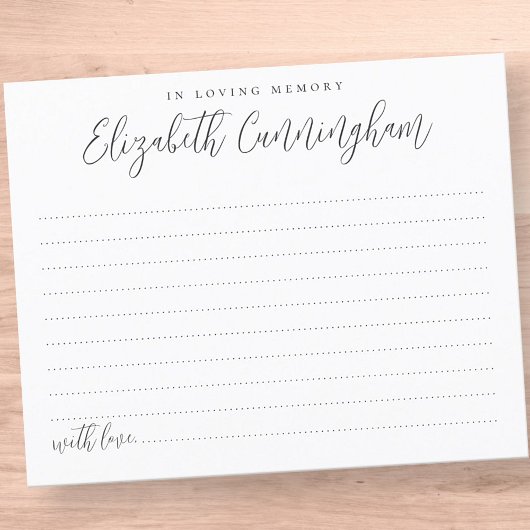 Carte d'assistance simple en mémoire d'amour