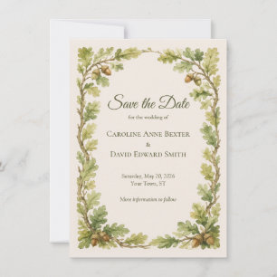 Carte Date à sauver encadré en chêne peint à l'aquarelle