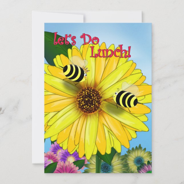 Carte Date de déjeuner de l'abeille sur Fleur Jaune (Devant)