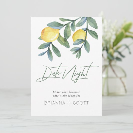 Carte Date Idées de nuit Citron douche nuptiale Panneau (Debout devant)