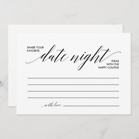 Carte Date Night Card modèle, date nuit idées (Devant / Derrière)