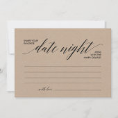 Carte Date Night Card modèle, date nuit idées (Kraft) (Devant)