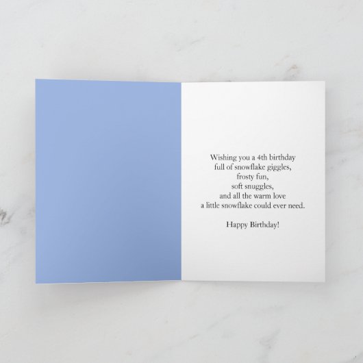 Carte Daughter 4th Birthday Snowman with Snowy Four (Intérieur)