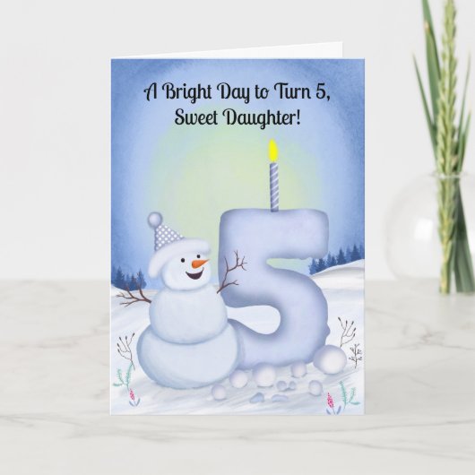 Carte Daughter 5th Birthday Snowman Snowy (Devant)