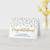 Carte Daughter and Son In Law Congratulations Blue Gold (Fleur jaune)