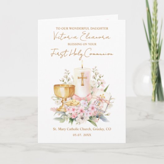 Carte Daughter First Holy Communion Chalice Candle (Devant)