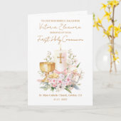 Carte Daughter First Holy Communion Chalice Candle (Fleur jaune)