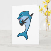 Carte Dauphin à la musique avec guitare (Fleur jaune)