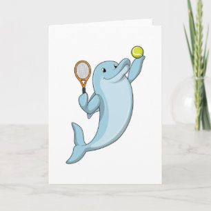 Carte Dauphin au tennis avec une raquette de tennis