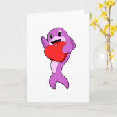 Carte Dauphin avec cœur (Fleur jaune)