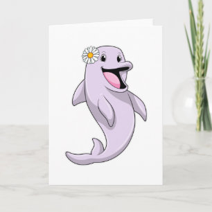 Carte Dauphin avec fleur de marguerite