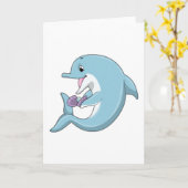 Carte Dauphin avec perle (Fleur jaune)