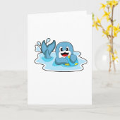 Carte Dauphin avec water-polo (Fleur jaune)