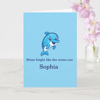 Carte Dauphin bleu mignon et heureux dessin animé créatu