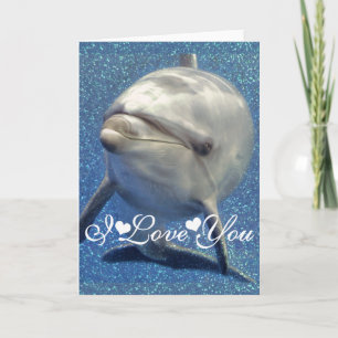 Carte Dauphin Blue Sparkle Photo Image Je T'Aime