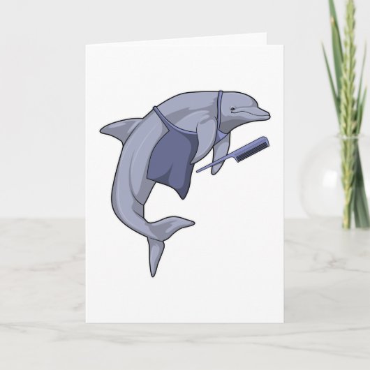 Carte Dauphin coiffeur avec peigne (Devant)