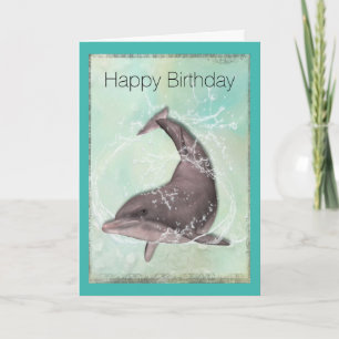 Carte Dauphin éclaboussant autour Joyeux Anniversaire
