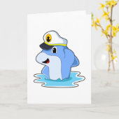 Carte Dauphin en capitaine avec chapeau (Fleur jaune)