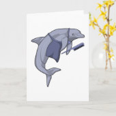 Carte Dauphin en coiffeur avec peigne (Fleur jaune)