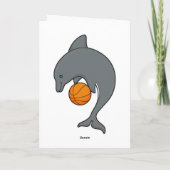 Carte Dauphin en joueur de basket avec ballon de basket (Dos)