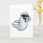 Carte Dauphin en policier avec un chapeau de policier (Fleur jaune)