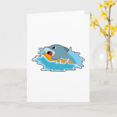 Carte Dauphin faisant du surf avec planche de surf (Fleur jaune)