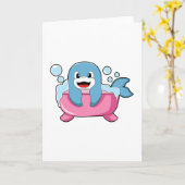 Carte Dauphin sur baignoire (Fleur jaune)