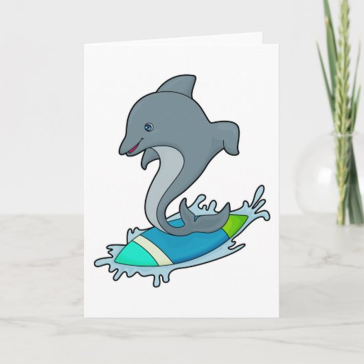 Carte Dauphin surfeur avec planche de surf (Devant)