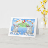 Carte Dauphins d'anniversaire (Fleur jaune)