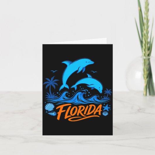Carte Dauphins de Floride masculine conception de vagues (Devant)