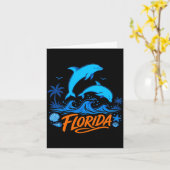 Carte Dauphins de Floride masculine conception de vagues (Fleur jaune)