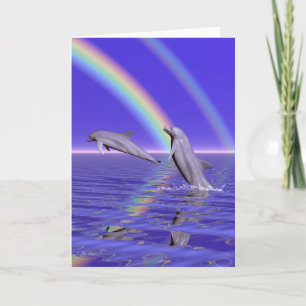 Carte Dauphins et arc-en-ciel
