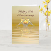 Carte Dauphins et Coeur du Golden Anniversaire (Fleur jaune)