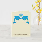 Carte Dauphins gays et cœur d'amour pour l'anniversaire  (Fleur jaune)